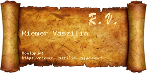 Riemer Vaszilia névjegykártya